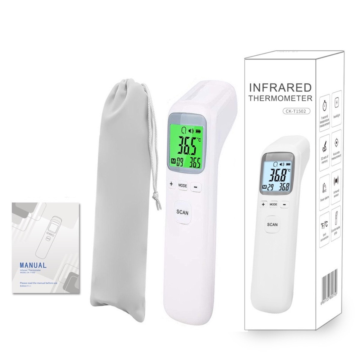 Digital Thermometer Infrared - Yetişkinler ve Çocuklar için Termometre, Temassız