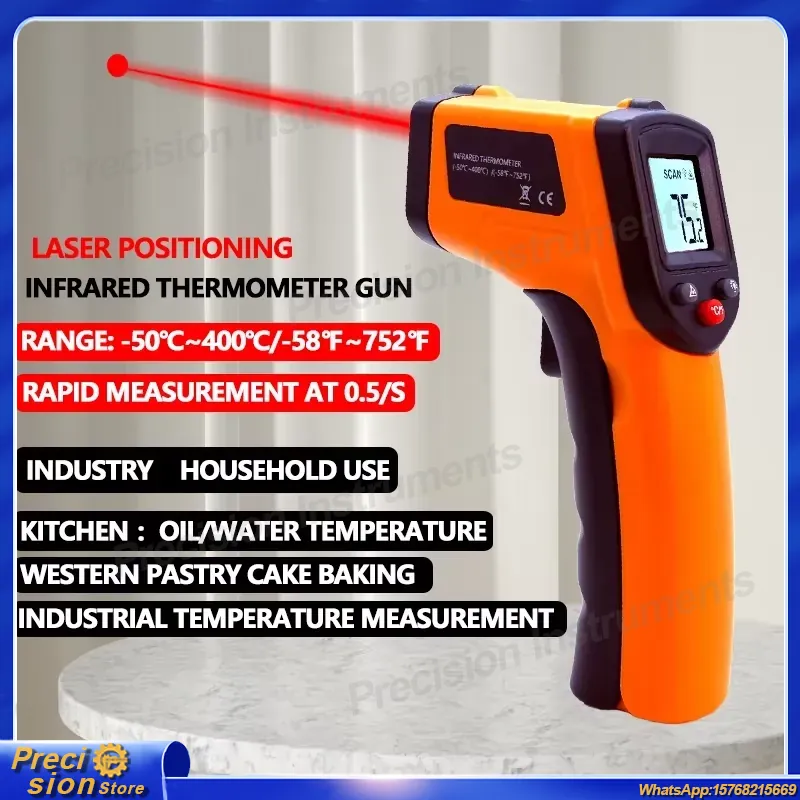 Digital Thermometer Infrared - Kızılötesi Termometre Tabancası Temassız Lazer Sıcaklık